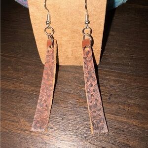 Handmade Brown Leather Earrings